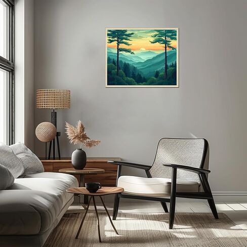 Great Smoky Mountains National Park Paint by Numbers Kit for Adults, Sunset Landscape DIY Paint by Number for Beginner, Forest Plant Acrylic Oil Painting Home Wall Decor(16×20inches, Unframe) in Saudi Arabia