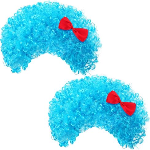 Jutom 2 Pieces Blue Wig Blue Afro Wig Funky Blue Thing Wig Blue Fuzzy Costume Wig for 100th Day of School Halloween Costume Party in Saudi Arabia