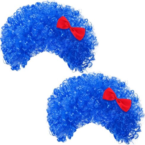Jutom 2 Pieces Blue Wig Blue Afro Wig Funky Blue Thing Wig Blue Fuzzy Costume Wig for 100th Day of School Halloween Costume Party in Saudi Arabia