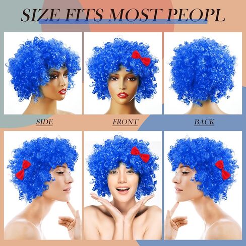 Jutom 2 Pieces Blue Wig Blue Afro Wig Funky Blue Thing Wig Blue Fuzzy Costume Wig for 100th Day of School Halloween Costume Party in Saudi Arabia