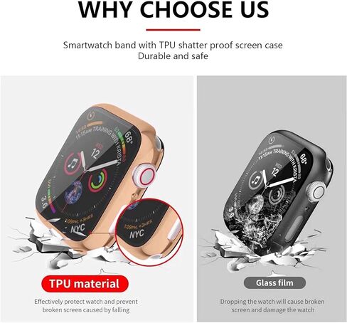 Metal Stainless Steel Bands Compatible with Apple Watch 38/40/41/42/44/45mm With Screen Protector Case,Magnetic Adjustable Strap for iWatch Series 9/8/7/6/5/4/SE/3/2/1 Women Men in Kuwait