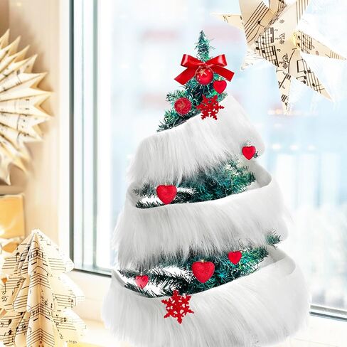 4 Pieces Faux Fur Trim, Soft Christmas Fabric Strips Faux Fur Ribbon Trim for Christmas Tree Garlands Decor DIY Craft Costume Sewing, 2 Inch x 4.9 Feet in Saudi Arabia