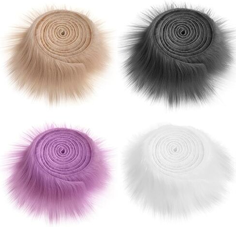 4 Pieces Faux Fur Trim, Soft Christmas Fabric Strips Faux Fur Ribbon Trim for Christmas Tree Garlands Decor DIY Craft Costume Sewing, 2 Inch x 4.9 Feet in Saudi Arabia