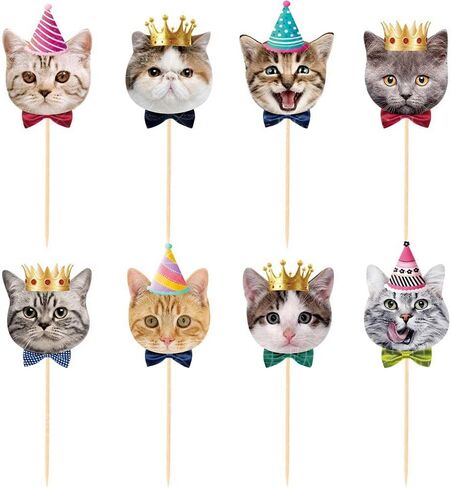 Cute Cat Theme Birthday Party Decorations Party Supplies Kit, Includes Cat Party Banner with 1pcs Cake Topper, 12pcs Cupcake Toppers Decor Birthday for Kids Girls in Saudi Arabia