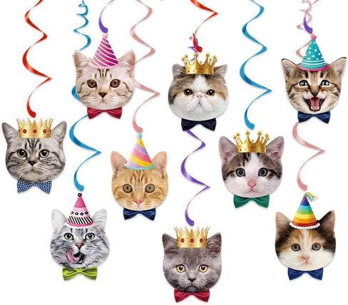 Cute Cat Theme Birthday Party Decorations Party Supplies Kit, Includes Cat Party Banner with 1pcs Cake Topper, 12pcs Cupcake Toppers Decor Birthday for Kids Girls in Saudi Arabia