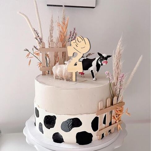 Wooden Cowboy 2nd Birthday Cake Topper, My 2nd Rodeo Birthday Party Decoration, Farm Decor Photo Prop Smash Cake Western World Little cowboy Baby Shower Party Supplies (Cowboy 2nd Topper) in Kuwait