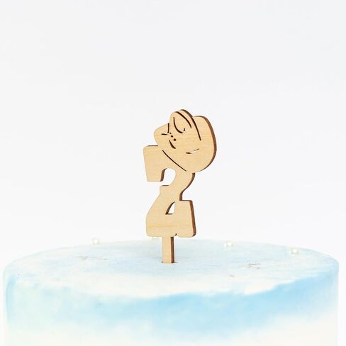 Wooden Cowboy 2nd Birthday Cake Topper, My 2nd Rodeo Birthday Party Decoration, Farm Decor Photo Prop Smash Cake Western World Little cowboy Baby Shower Party Supplies (Cowboy 2nd Topper) in Kuwait