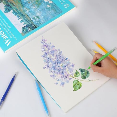 Phinus 18 Sheets Watercolor Paper 9x12 Inch, Cold Press Watercolor Sketchbook (140lb/300gsm), Tape Bound Watercolor Paper Pad for Adults Kids, Mixed Media, Markers and Art Journaling in Kuwait
