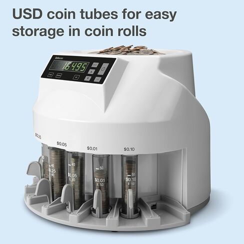 Safescan 1250 USD Coin Counter That Quickly Value Counts and Sorts Mixed USD Coins - Coin Sorter That Sorts Coins per Denomination - Money Counting Machine for Continuous Coin Counting in Kuwait