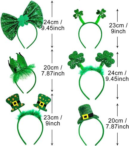 Whaline 84 Pcs St. Patrick's Day Party Favor Set with 6 Pcs St. Patrick Shamrock Headbands, 6 Pcs Clover Necklaces and 72Pcs Shamrock Tattoo Stickers for St. Patrick Irish Party Decorations in Saudi Arabia