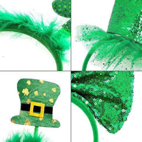 Whaline 84 Pcs St. Patrick's Day Party Favor Set with 6 Pcs St. Patrick Shamrock Headbands, 6 Pcs Clover Necklaces and 72Pcs Shamrock Tattoo Stickers for St. Patrick Irish Party Decorations in Saudi Arabia