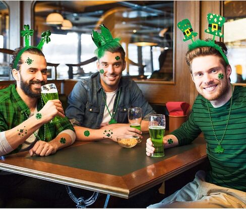 Whaline 84 Pcs St. Patrick's Day Party Favor Set with 6 Pcs St. Patrick Shamrock Headbands, 6 Pcs Clover Necklaces and 72Pcs Shamrock Tattoo Stickers for St. Patrick Irish Party Decorations in Saudi Arabia