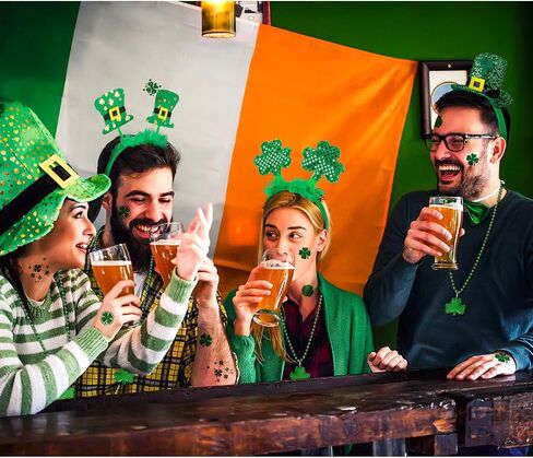 Whaline 84 Pcs St. Patrick's Day Party Favor Set with 6 Pcs St. Patrick Shamrock Headbands, 6 Pcs Clover Necklaces and 72Pcs Shamrock Tattoo Stickers for St. Patrick Irish Party Decorations in Saudi Arabia