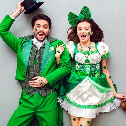 Whaline 84 Pcs St. Patrick's Day Party Favor Set with 6 Pcs St. Patrick Shamrock Headbands, 6 Pcs Clover Necklaces and 72Pcs Shamrock Tattoo Stickers for St. Patrick Irish Party Decorations in Saudi Arabia