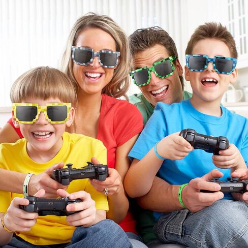 Geyoga 48 جهاز كمبيوتر شخصى Pixelated Game Party Supplies 24 جهاز كمبيوتر شخصى Pixel Gamer النظارات الشمسية Pixelated Glasses 24 جهاز كمبيوتر شخصى Pixelated Theme سوار سيليكون الأساور للأطفال البالغين لاعب زينة عيد ميلاد صالح in Kuwait