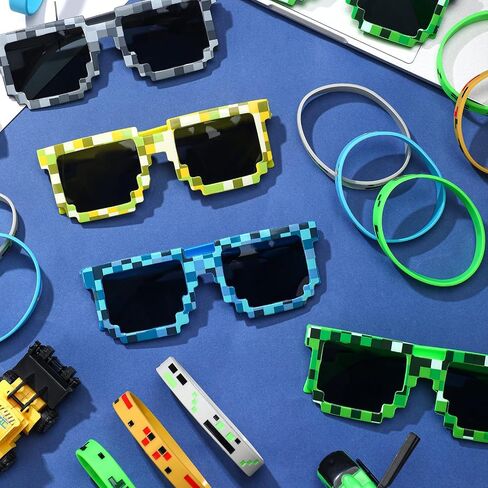 Geyoga 48 جهاز كمبيوتر شخصى Pixelated Game Party Supplies 24 جهاز كمبيوتر شخصى Pixel Gamer النظارات الشمسية Pixelated Glasses 24 جهاز كمبيوتر شخصى Pixelated Theme سوار سيليكون الأساور للأطفال البالغين لاعب زينة عيد ميلاد صالح in Kuwait