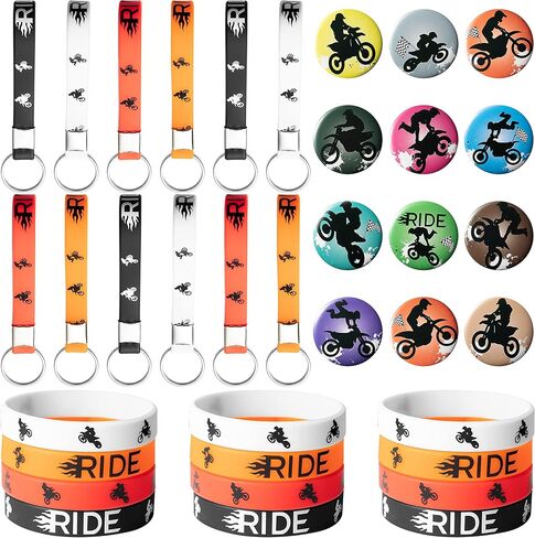 مجموعة لوازم حفلات أعياد الميلاد من ANGOLIO مكونة من 36 قطعة من ANGOLIO تتضمن أساور المعصم وشارات أزرار موتوكروس وسلسلة مفاتيح لمستلزمات حفلات الدراجات النارية لصالح الأطفال والمراهقين ومحبي موتوكروس in Kuwait