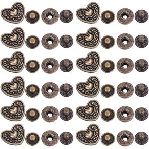 TEHAUX 20 Sets Cartoon Snap Button Black Purses Men's Black Suits Leather Purses Metal Press Button Fabric Snaps and Fasteners Kit Brass Fasteners Bronze Wallet Buckle Fasteners Man Mix
