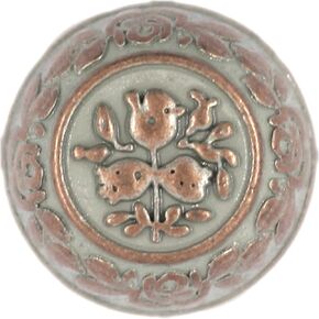 Bezelry 12 Pieces Truncated Cone Shaped Flower Carving Metal Shank Buttons. 15mm (5/8 inch) (Copper White Patina)