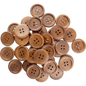 pson 60PCS 1Inch Natural Wooden Buttons, 4 Hole Round Buttons for Sewing, Craft, Clothing, Coat, Jacket (Brown)