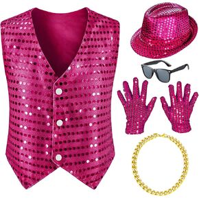 مجموعة نظارات رقص الهيب هوب للأطفال للأولاد من الترتر وقبعة لحفلات الرقص من 3 إلى 10 سنوات in Kuwait