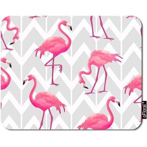 oFloral Flamingo Gaming Mouse Pad Pink Tropical Flamingos Chevron Grey Geometric Background Decorative Mousepad Rubber Base Home Decor for Computers Laptop Office Home 7.9X9.5 Inch