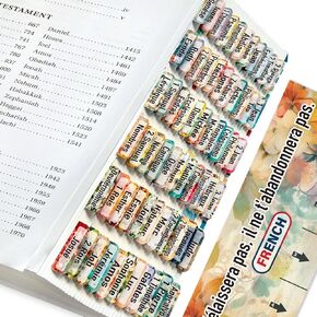 French Bible Tabs, Floral Design Bible Tabs for Women Men, 75pcs Bible Tabs in French (Francais), Bible Tabs for Study Bible, Bible Index Tabs Old and New Testament Personalized Bible Journaling Tabs