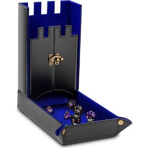 2 Set Foldable Dice Tower and Dice Tray for Christmas Party Gifts Folding Rolling Tray Tower Portable Dice Tower for Tabletop Gaming Xmas Board Games (Purple and Blue)