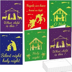wootile Gold Foil Religious Christmas Cards with Envelopes - Christian Gift Cards 5 x 7 Inch Merry Christmas Greeting Cards 24 Pack Merry Christmas Card Holiday Cards Greeting and New Years Cards
