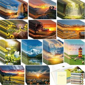 72 Pack Religious Thinking of You Cards Bulk Christian Greeting Notecards with Envelopes Blessing Gifts with Scripture Encouragement 4.5 x 6.2 Inch