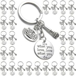 PHAETON 20PCS Microphone Keychian Musical Instrument Keychain Inspirational Gift Music Lover Gift Appreciation Gifts for Music Teacher Student Musicians Encouragement Gits Graduation Gifts