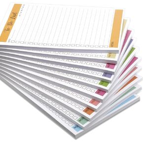 Censen 10 Packs To Do List Notepads, Simple Daily Reminder Checklist Planner Mix Color for Organizing, Planning, College Ruled, Office Gifts, 8.5 x 5.5 Inches, 60 Sheets Each