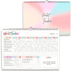 Habit Tracker Calendar – Daily, Weekly & Monthly Habit & Goal Tracker, Wire-Bound Planner with Colorful Design, Premium 250gsm Paper | A5 Rainbow