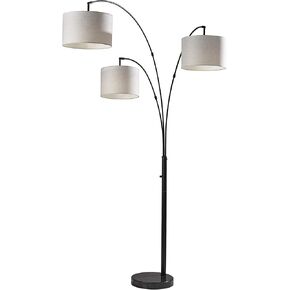 Adesso 4250-01 Bowery 3-Arm Arc Lamp, 82 in., 3 x 60W Type A (Not Included), Black, Floor Lamps