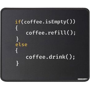 Coffee Gift Funny Programmer Mouse Pad - Computer Science Coder Gift Mousepad - Coding Mouse Mat Office Desk Accessories 9.5 in, Medium, Black