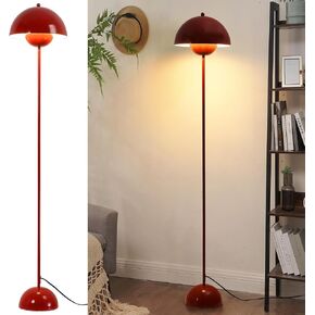 Modern Floor Lamp for Bedroom-Tall Floor Lamps for Living Room-Corner LED Boho Floor Lamp for Office Vintage Industrial Flower Floor Lamps Standing Unique Mid Century Lamp (Red)