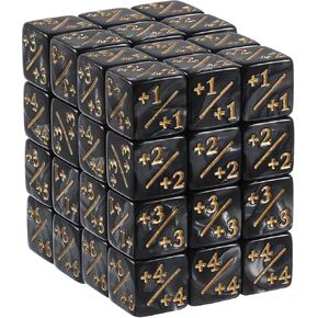 48Pcs Dice Counter, 0.63in D6 Plus and Minus Dice Set, Acrylic Dice Board Game Accessory, Compatible with M-TG, CCG, Card Games