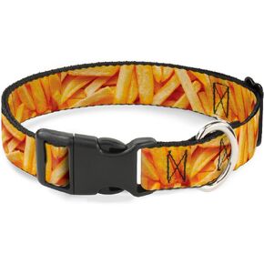 Buckle-Down Plastic Clip Collar - Vivid French Fries Stacked - 1" Wide - Fits 9-15" Neck - Small