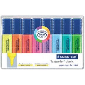 Staedtler Textsurfer Classic Highlighter, Chisel Tip, Blue/Green/Orange/Pink/Purple/Red/Turquoise/Yellow, 8 per Set (364WP8)