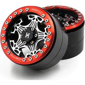 HOBBYSOUL Wide 1.6'' / 41mm RC Heavy Aluminium 2.2 beadlock Wheels Rims Silver Black Color for RC Mud Crawler Redcat Gen8 Everest gen 7 Pro/Axial Ryft Capra Wraith Scx10 iii / TRX4, (2-Pack)