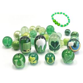 Glass Beads Bulk for Bracelet Making, DIY Jewelry Supplies, Holiday Festival Glass Beads Bulk Assorted, 40 pcs (Christmas)