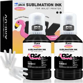 Printers Jack Sublimation Ink for Supertank Inkjet Printers ET-2800 ET-2803 ET-2720 ET-2760 ET-3760 ET-4700 ET-4800 ET-7720 ET-2400 Heat Press Transfer on T-Shirt Mug Mask Printer(Autofill/Anti-UV)