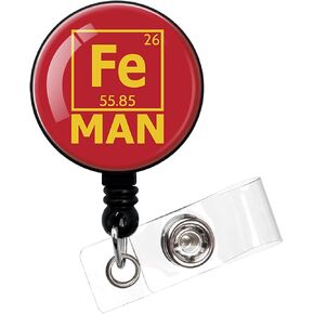 Fe Man,Funny Badge Reel，Retractable ID Card Badge Holder with Alligator Clip，Decorative Custom Badge Holder，Nurse Badge Reel，Suitable for Nurses,Doctors,Office Staff, Students