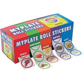 My Plate Food and Nutrition Roll Stickers - 5 Rolls of Each Food Group - Learning Supplies for Kids