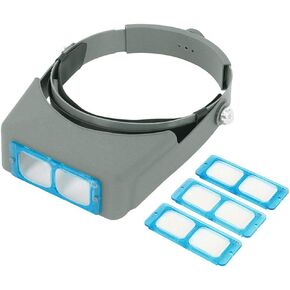 Head Mount Magnifier Optivisor Jewelers Magnifying Glasses 1.5X 2X 2.5X 3.5X Optical Headset Magnifying Visor Reading Magnifier Jeweler Loupe with 4 Lens Close Work Magnifier Headset for Electronics