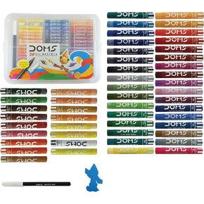 DOMS Oil Pastels, 50 Count,Scrapper and Water Color Pen Included
