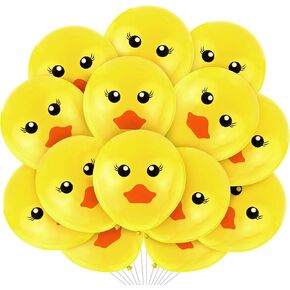 60 Pieces Yellow Duck Latex Balloons Cartoon Duck Printed Balloons Cute Duck Face Latex Balloons for Wedding Birthday Party Baby Shower Classroom Decoration, 12 Inches