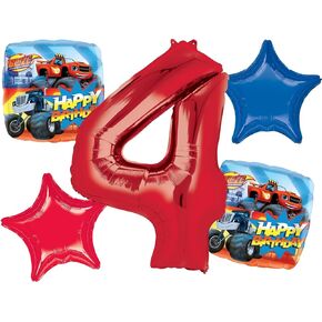 Anagram Blaze 4th Birthday Party Supplies 5pc Monster Machines Balloon Bouquet Decorations