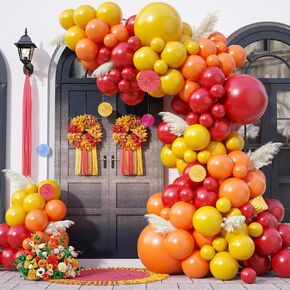 Red Yellow Orange Balloon Garland Arch Kit, Firemen Firefighter Balloons Arch, Red Yellow Orange Latex Party Balloons for Fire Truck Theme Birthday Birthday Party Baby Shower Wedding Decorations
