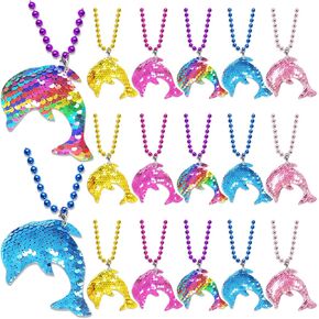 CiciBear 15 Pack Kitty Sequin Necklace Party Favors with Mardi Gras Beads for Cat Themed Party Favors, Home Decorations, Festivals, Wedding, Birthday Celebrations, 5 Colors